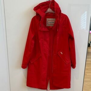 Hunter Bright Red Hooded trench coat